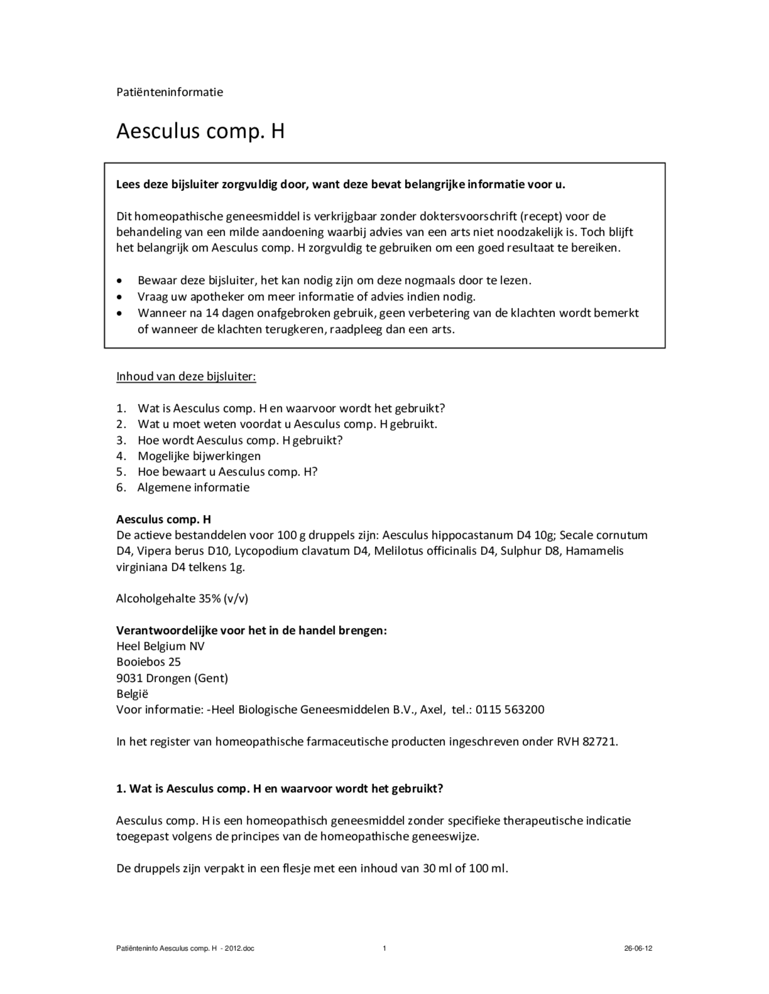 Aesculus Compositum H afbeelding van document #1, bijsluiter